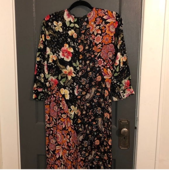 Zara floral midi asymmetrical dress L - Picture 4 of 6